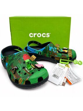 Crocs Minecraft Classic Clog Multi Unisex M10 W12 Light Up Jibbitz NIB